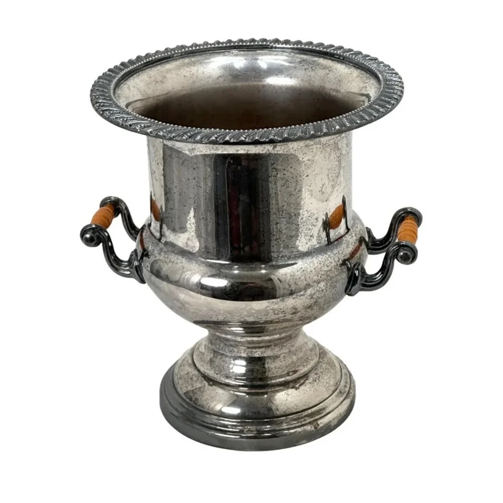 Vintage Silverplate Champagne Bucket Rare Bakelite Handles 1940s Wine Chiller
